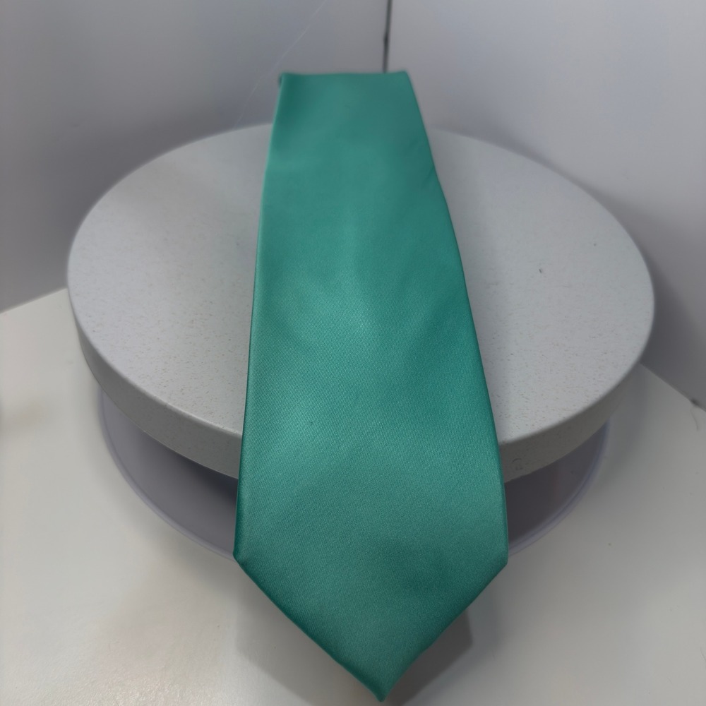 Countess Mara‎ Men's Necktie Solid Teal Satin Finish Classic Tie